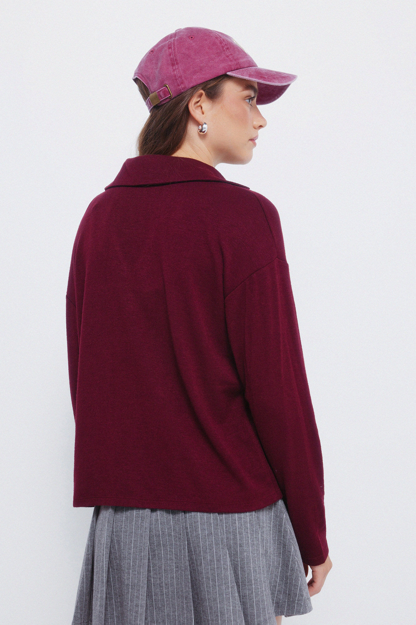 Springfield Polo de escote con corte de tejido p&uacute;rpura