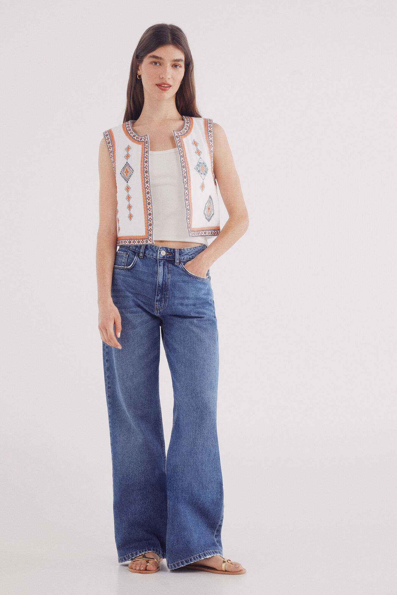 Springfield Bordado bohemio chaleco estampado