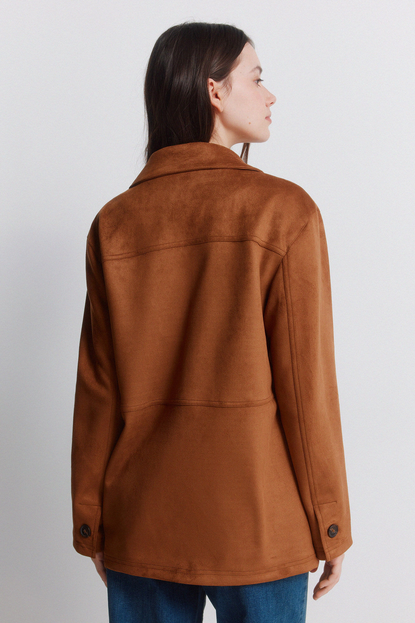 Springfield Chamarra blazer de ante sint&eacute;tico beige