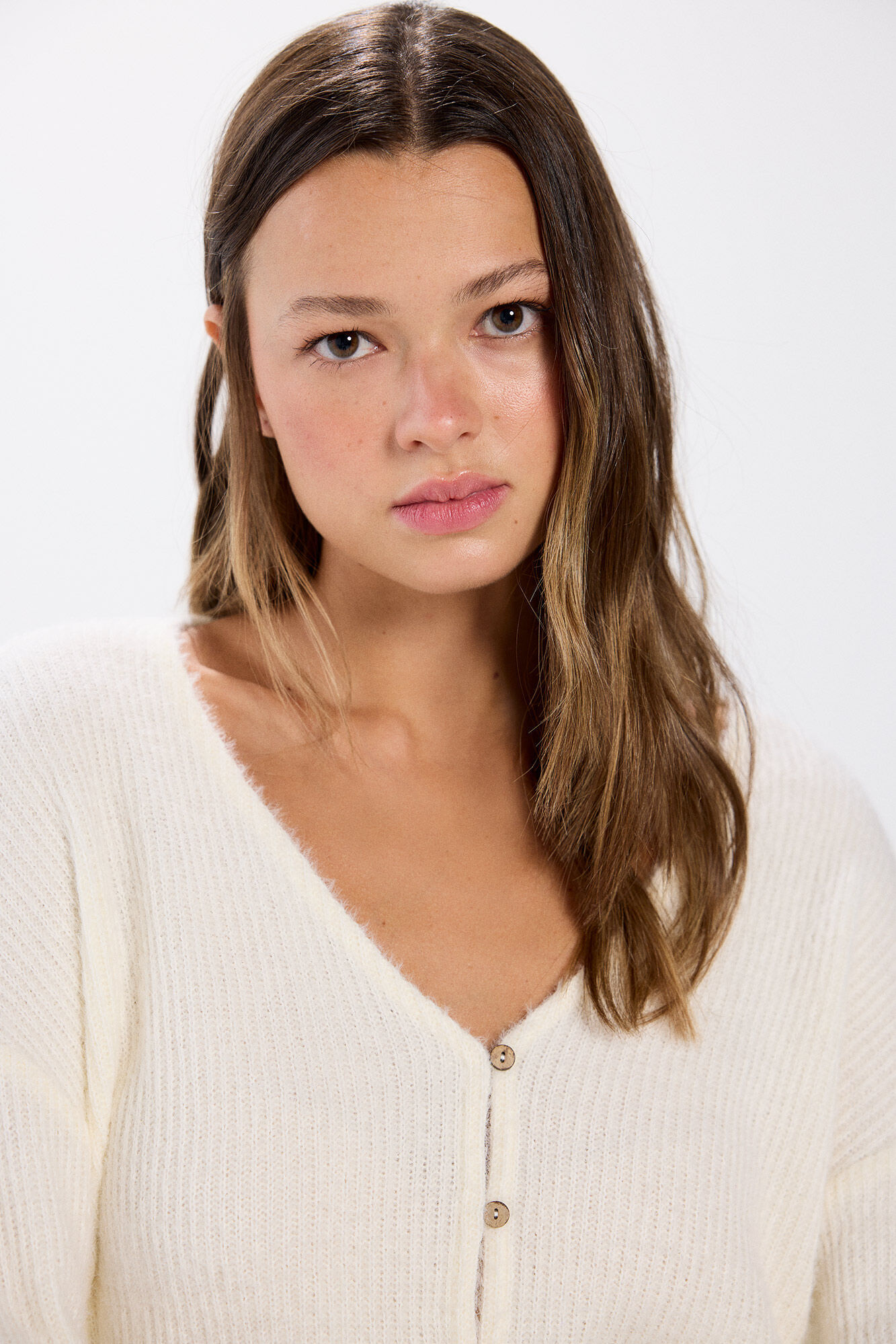 Springfield C&aacute;rdigan escote pico beige