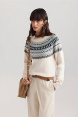Springfield Su&eacute;ter jacquard beige