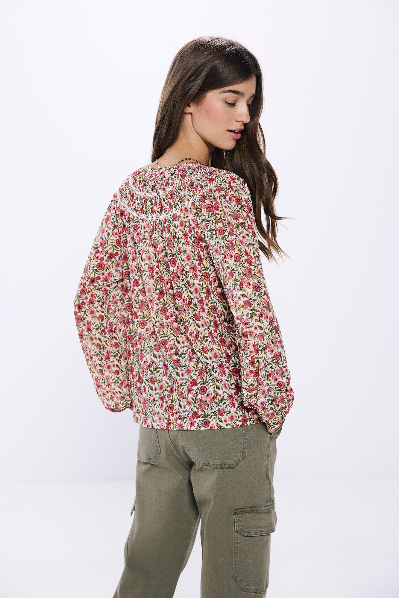 Springfield Blusa estampada lace beige