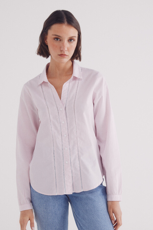 Springfield Camisa lace insertado  rosa
