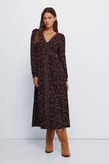 Springfield Vestido midi con cenefas negro