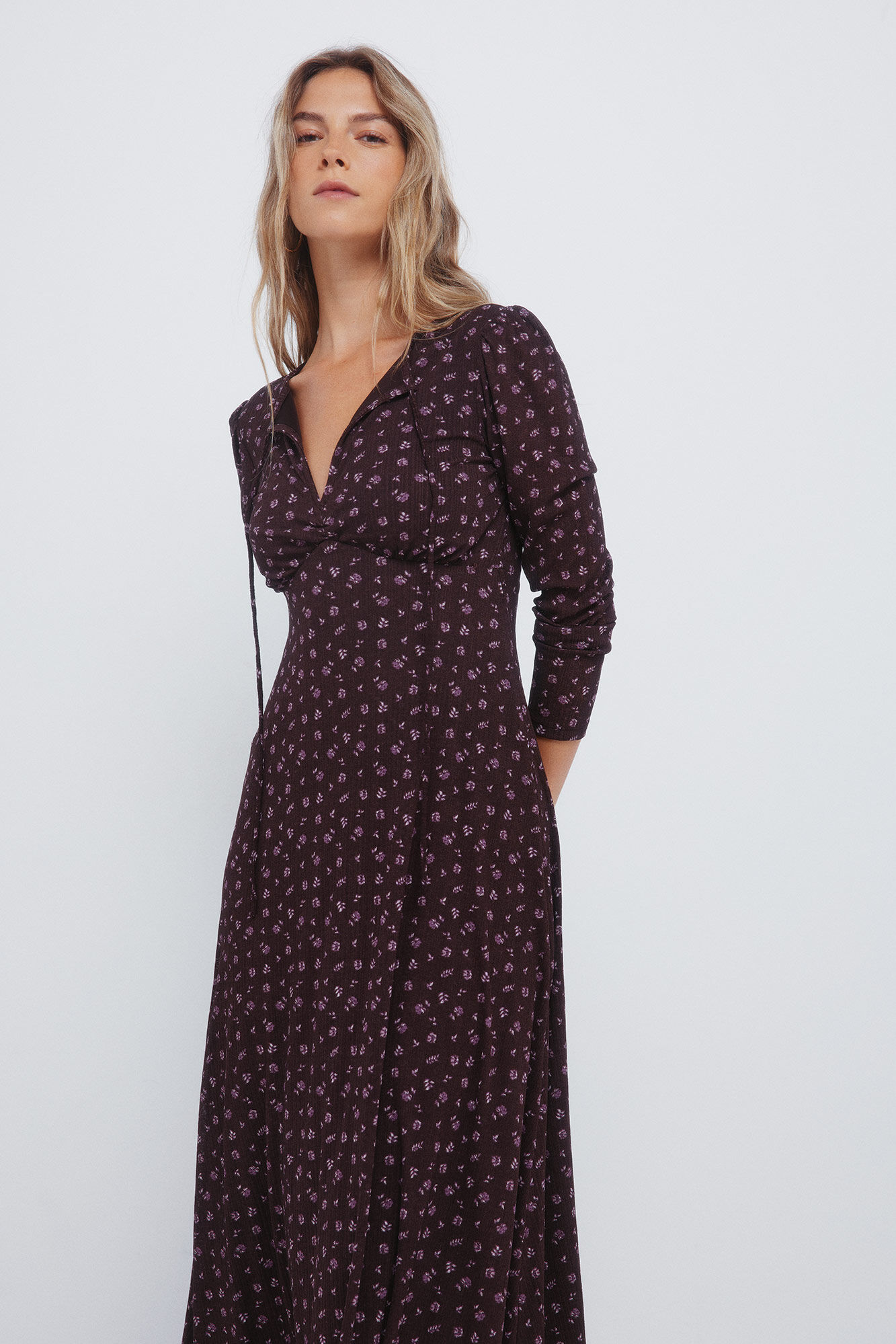 Springfield Vestido midi floral caf&eacute;