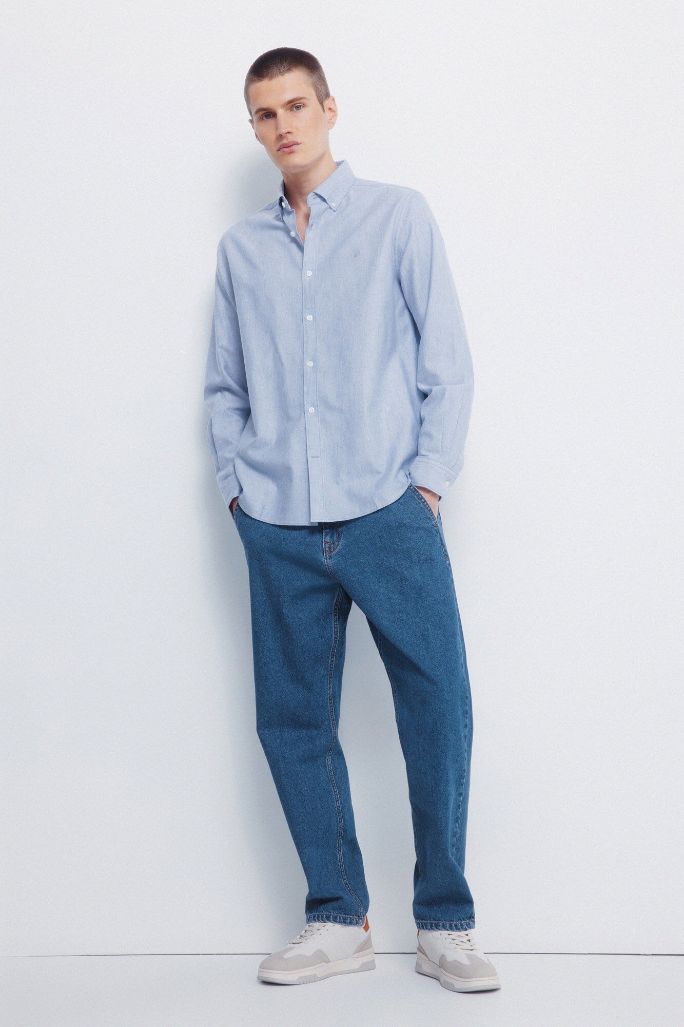 Springfield Camisa Oxford de Tencel azul