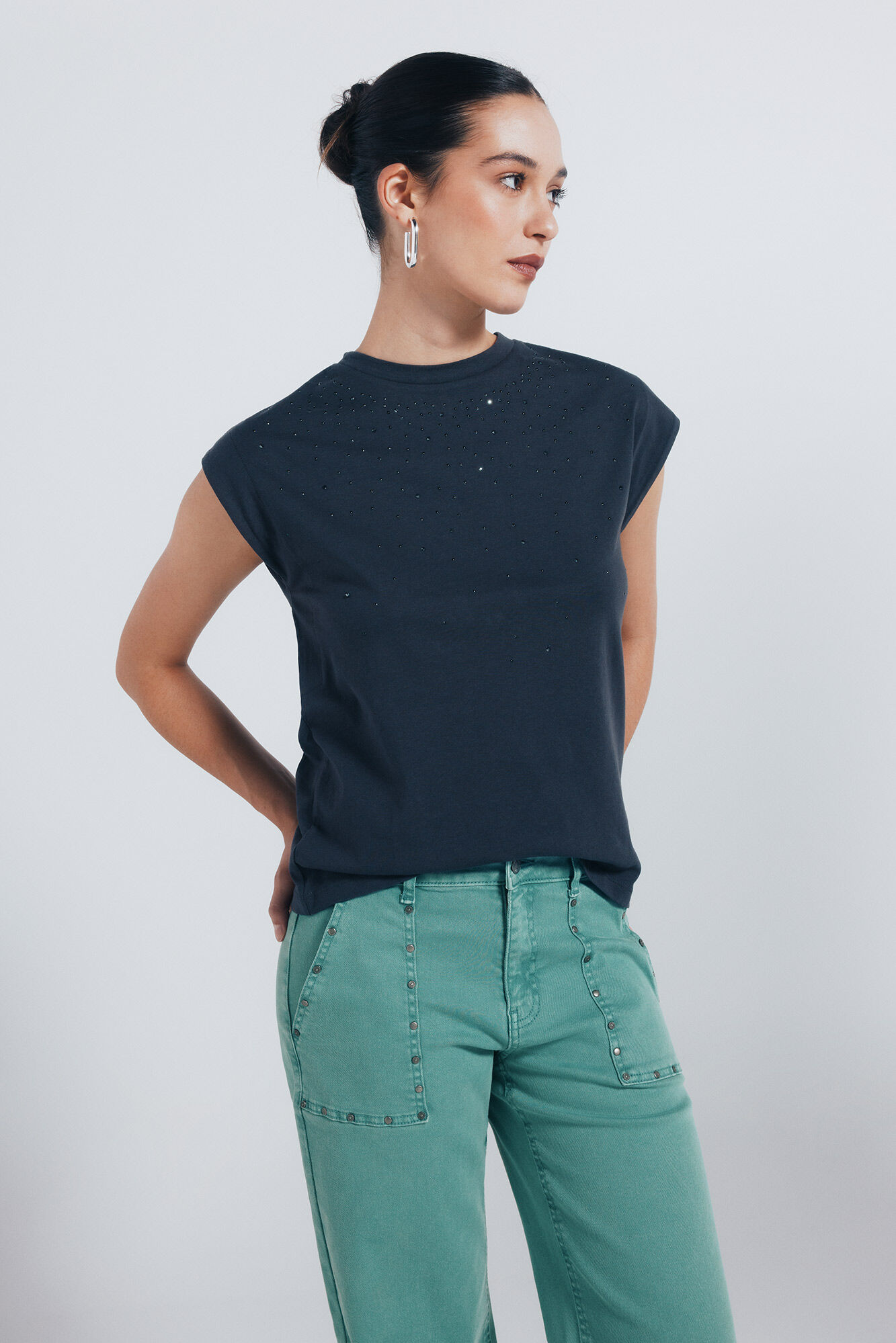 Springfield Jeans culotte tachuelas verde