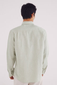 Springfield Camisa lino rayas kaki