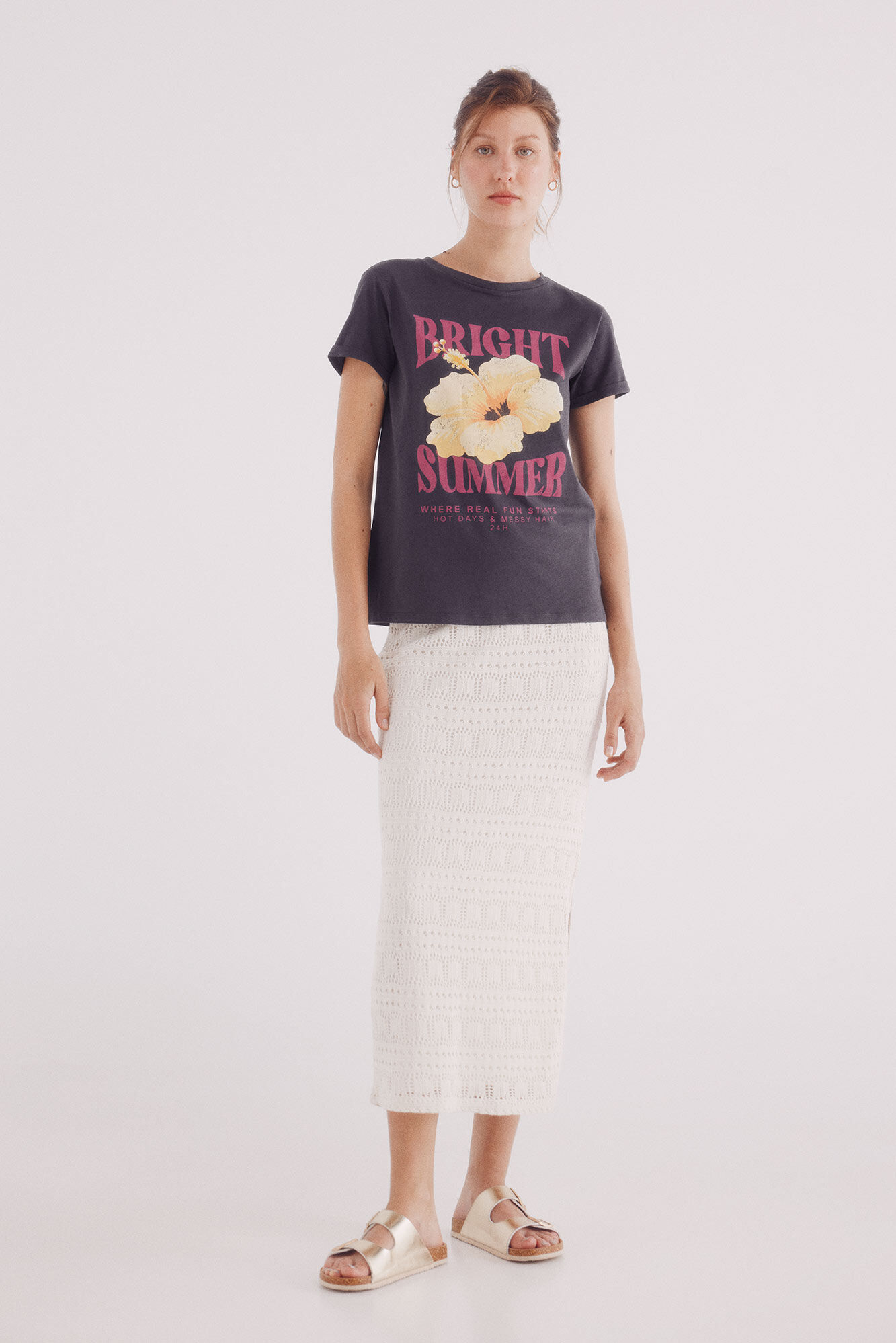 Springfield Playera gr&aacute;fica flor gris