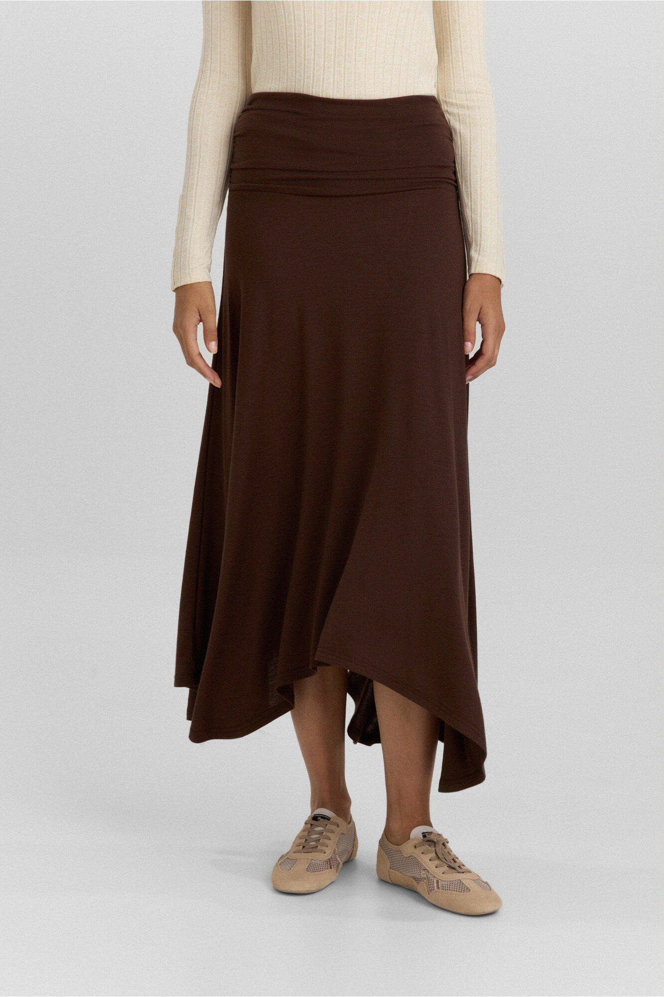 Springfield Falda midi asim&eacute;trica caf&eacute;