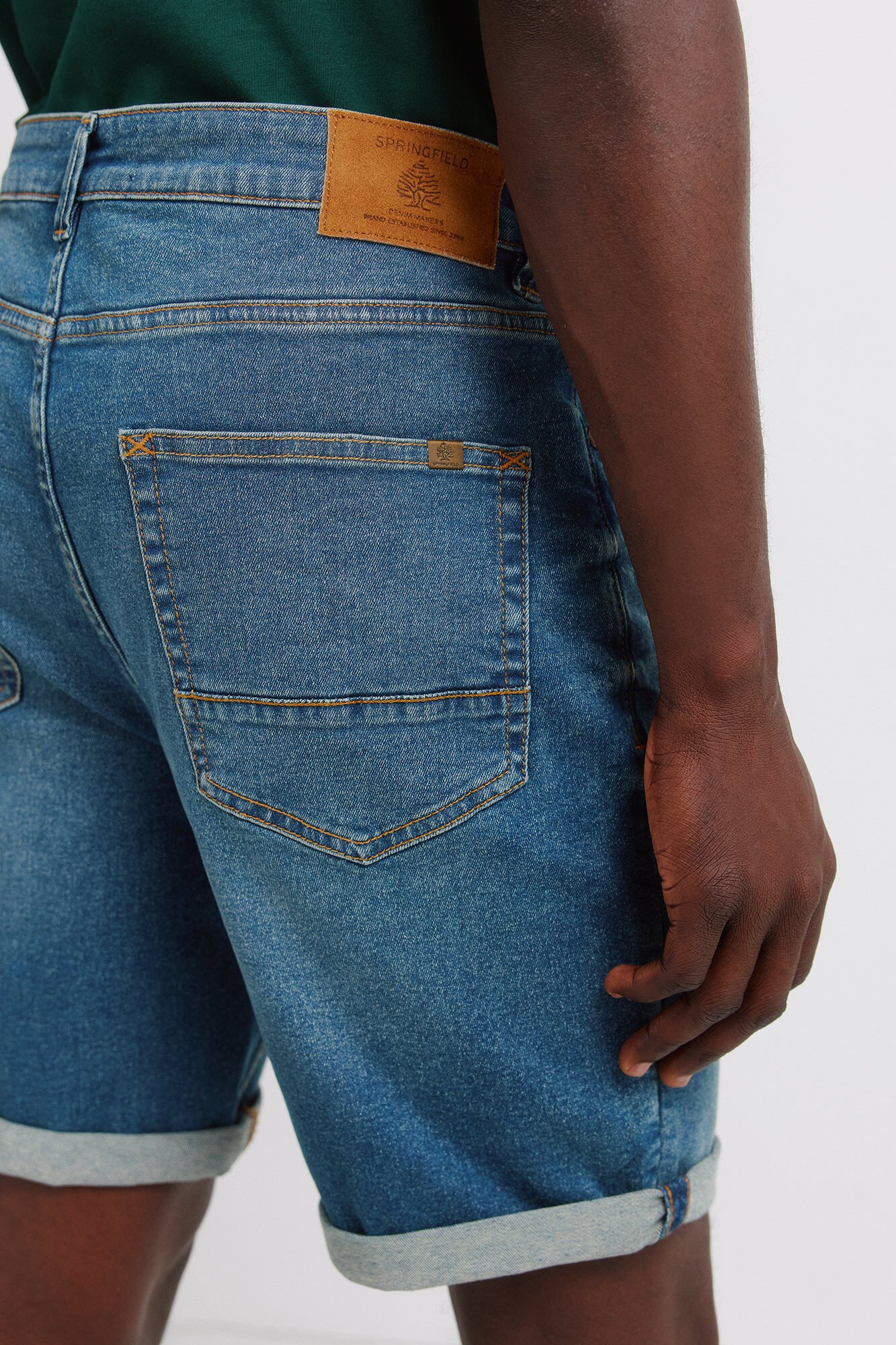 Springfield Bermudas ligeras slim fit de mezclilla azul