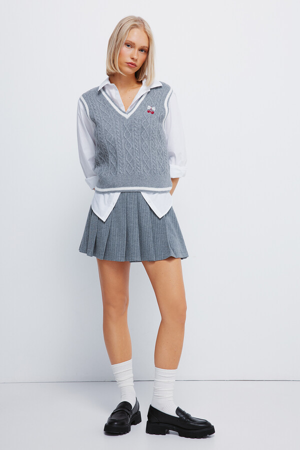Springfield Chaleco tejido bordado gris