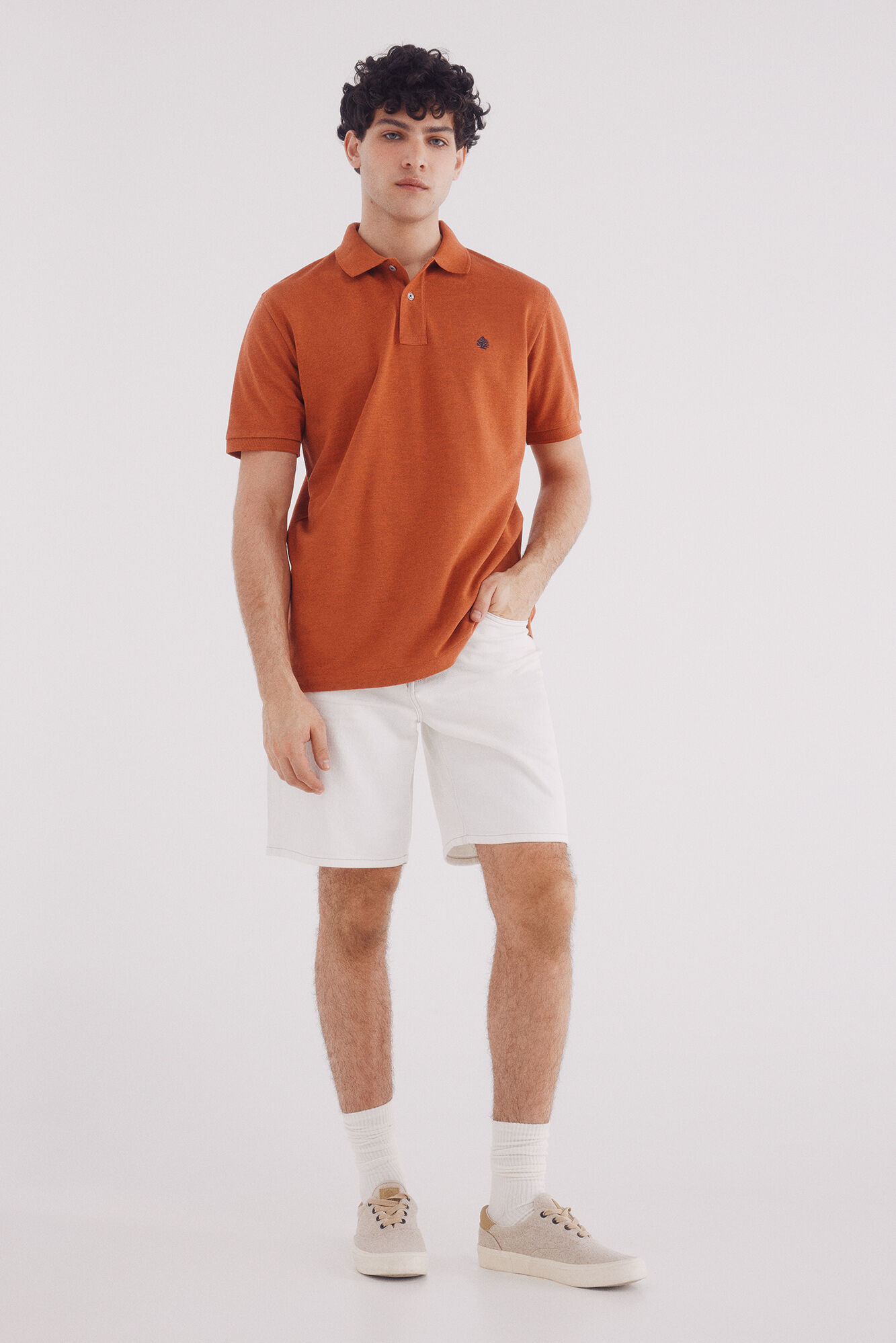 Springfield Polo piqu&eacute; b&aacute;sico fantas&iacute;a regular fit naranja