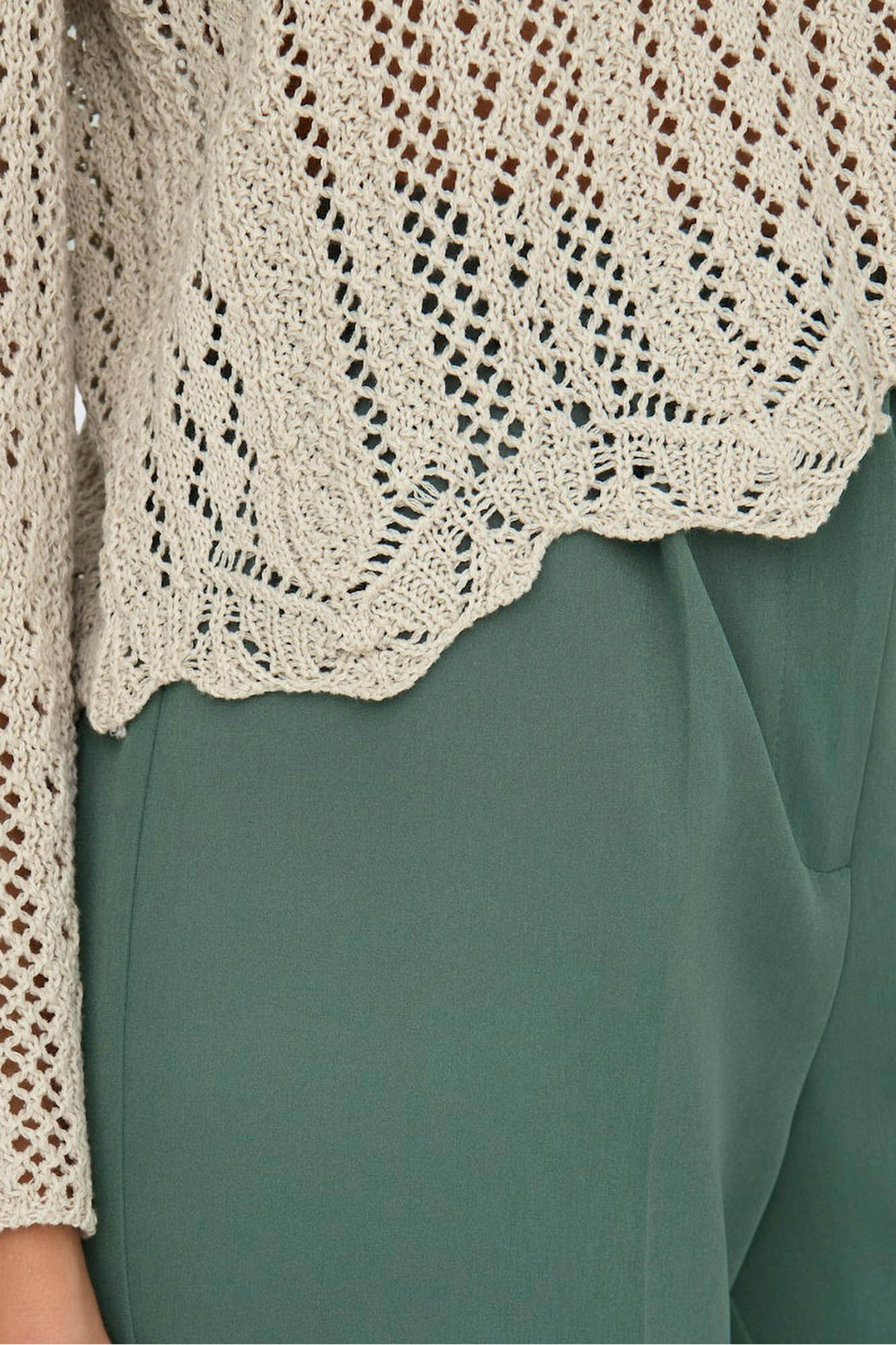 Only Su&eacute;ter de tejido troquelado gris