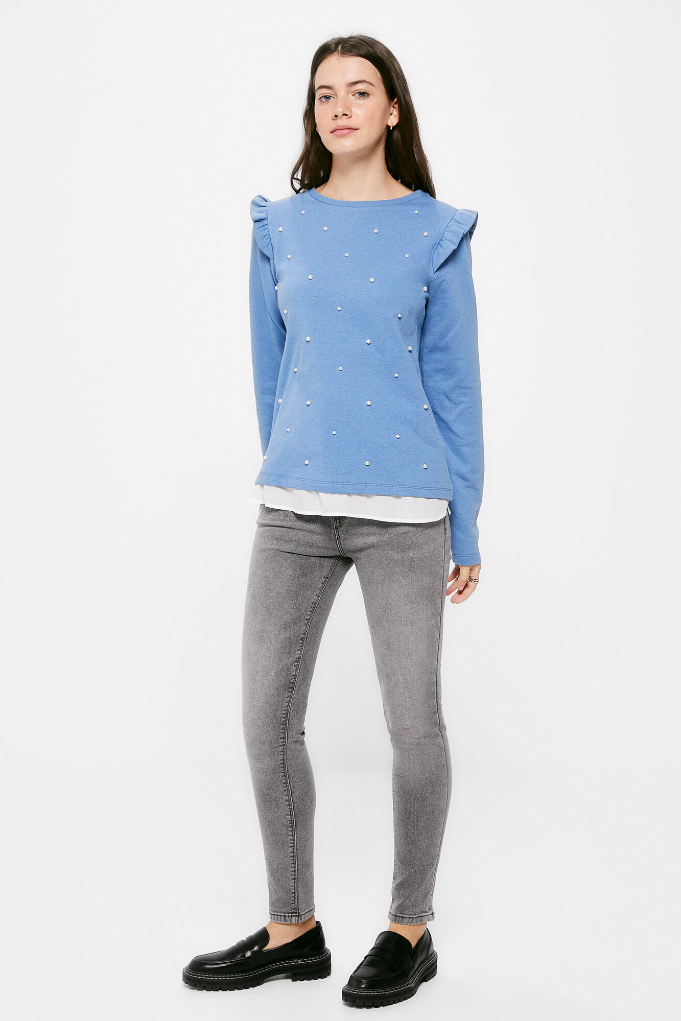 Springfield Sudadera Perlas Volantes azul indigo