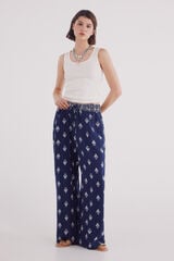 Springfield Pantalón fluido estampado azulado