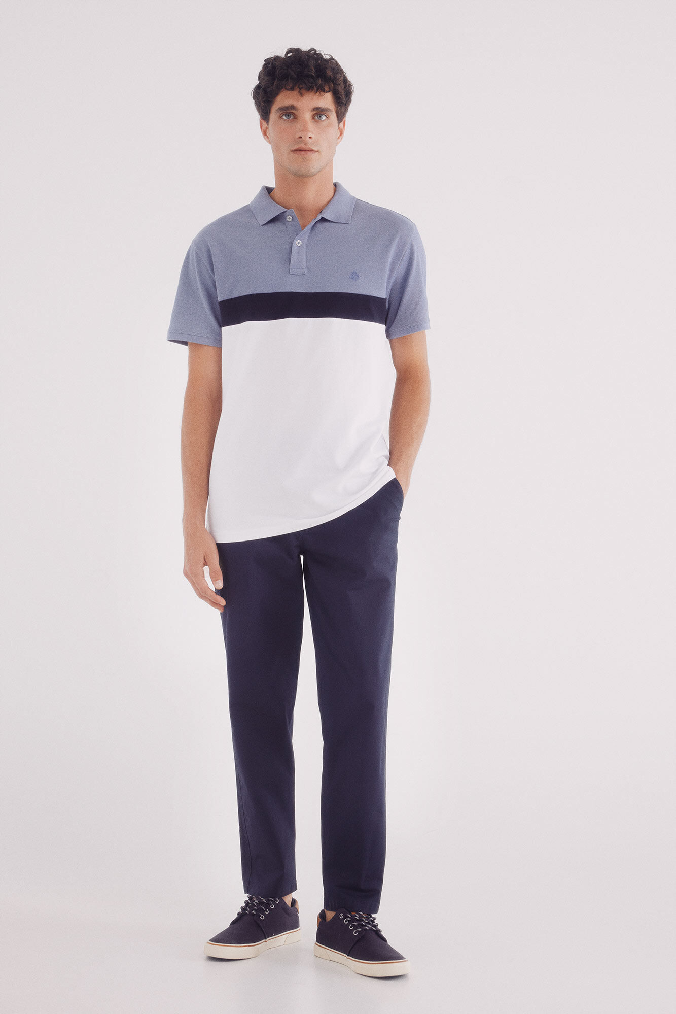 Springfield Polo piqu&eacute; bloques color slim fit azul