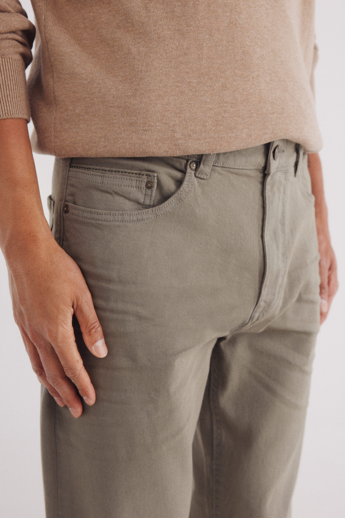 Springfield Pantal&oacute;n slim fit de 5 bolsillo kaki