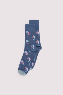 Springfield Calcetín jacquard delfines azul