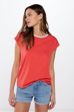 Springfield Playera cuello trenza multicolor rojo
