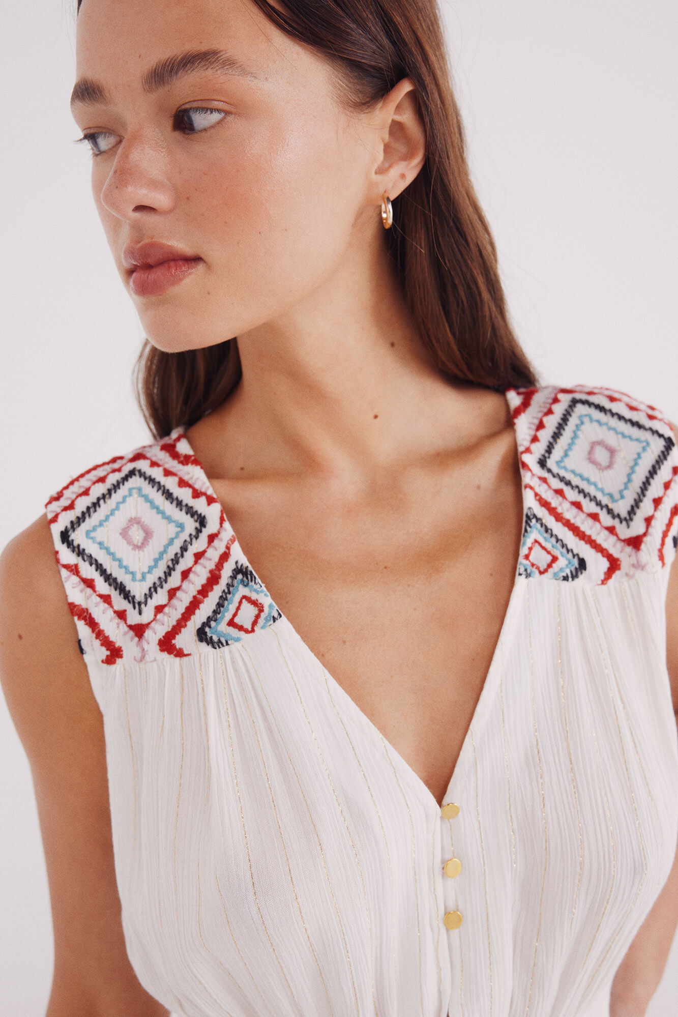 Springfield Vestido midi bordados &eacute;tnicos