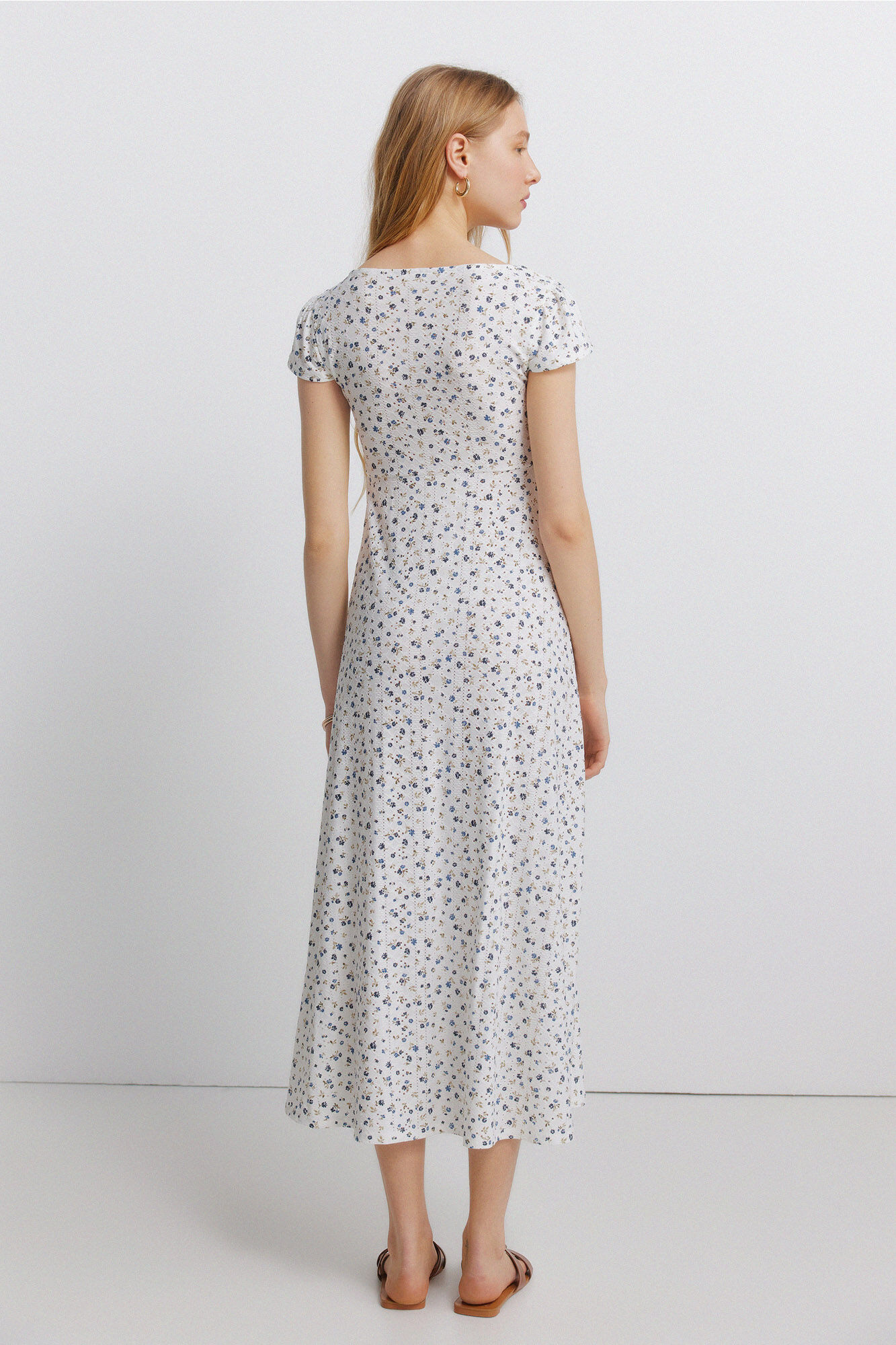 Springfield Vestido estampado de encaje marfil