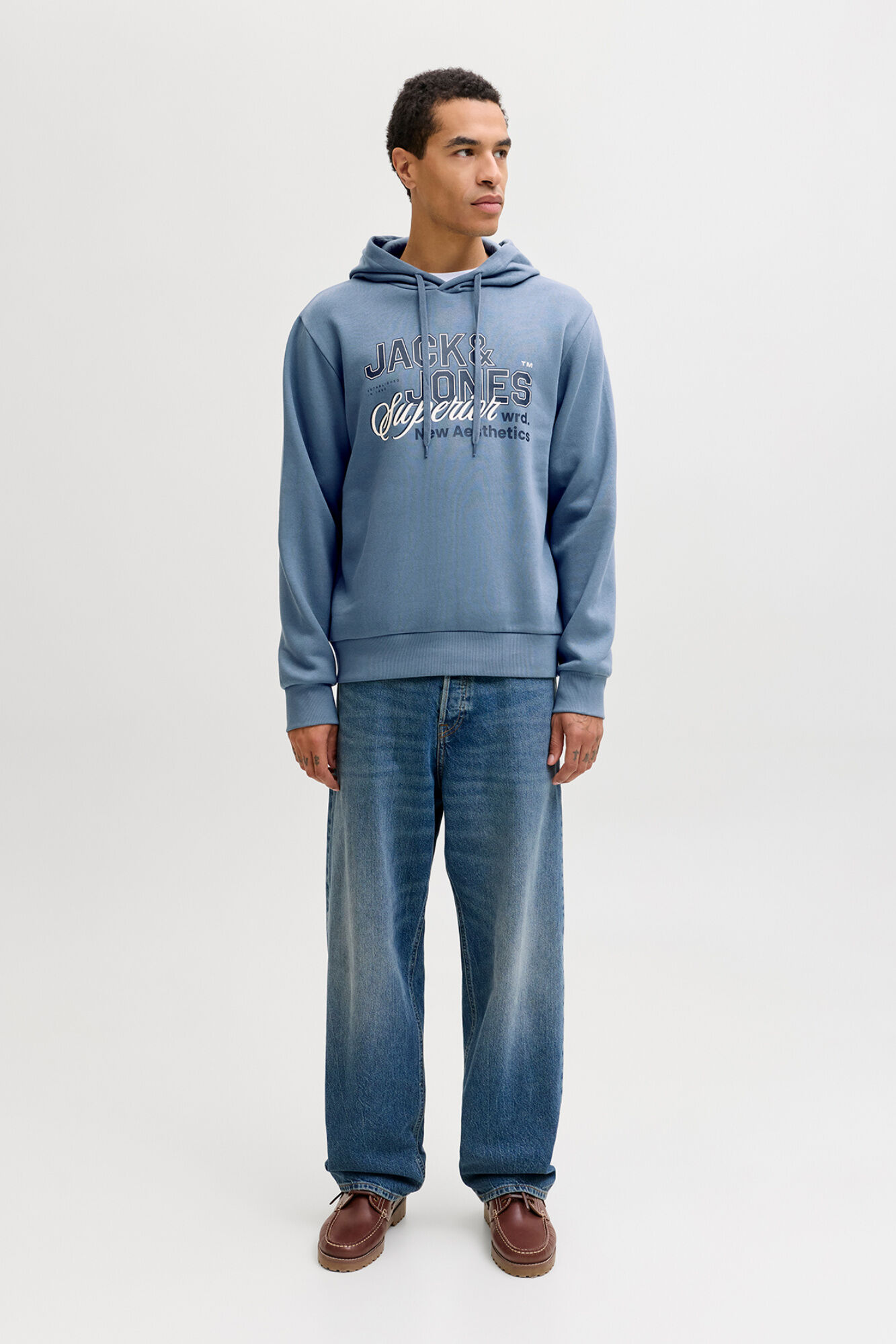 Jack & Jones Sudadera estampada con capucha gris