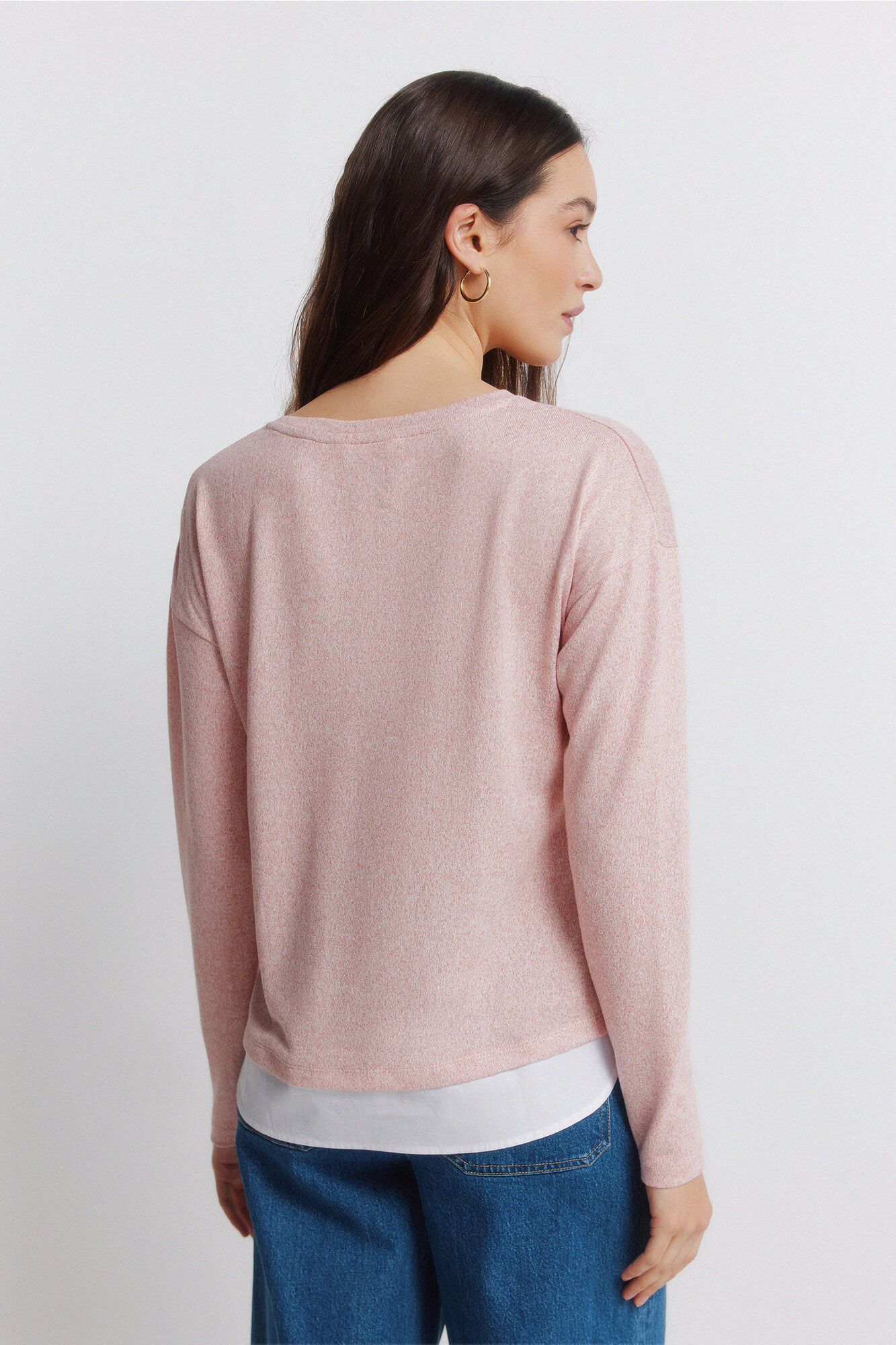 Springfield Playera combinada con botones laterales rosa