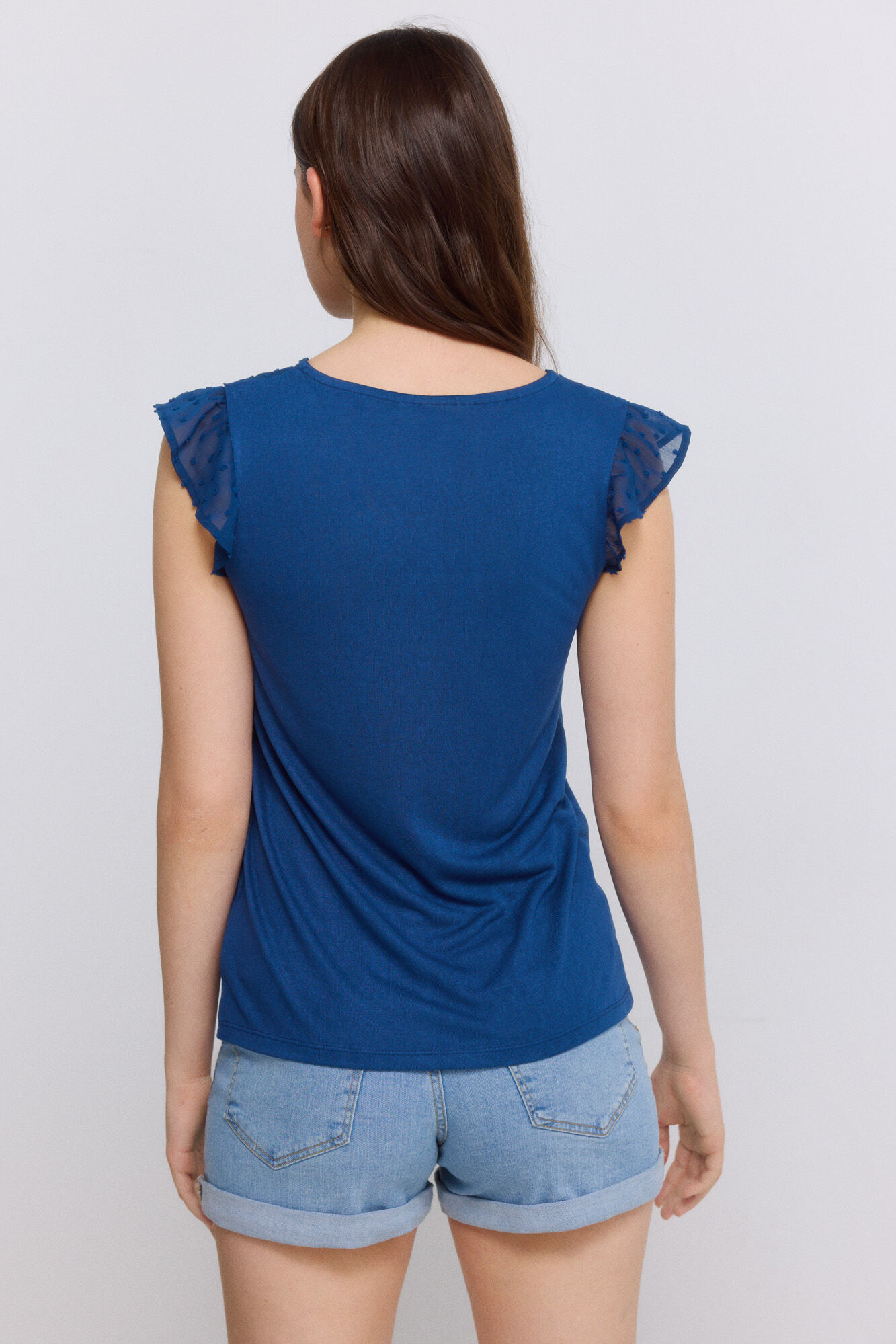 Springfield Playera bimateria plumet&iacute; azul