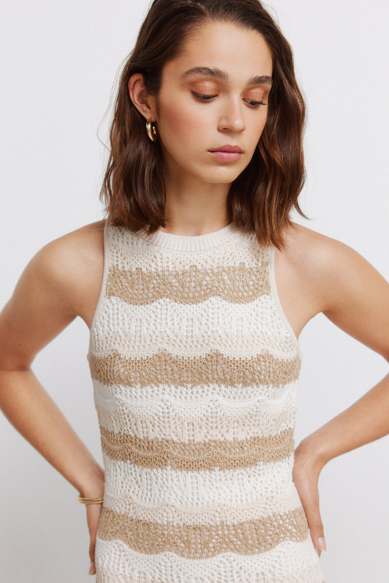 Springfield Vestido midi de tejido halter