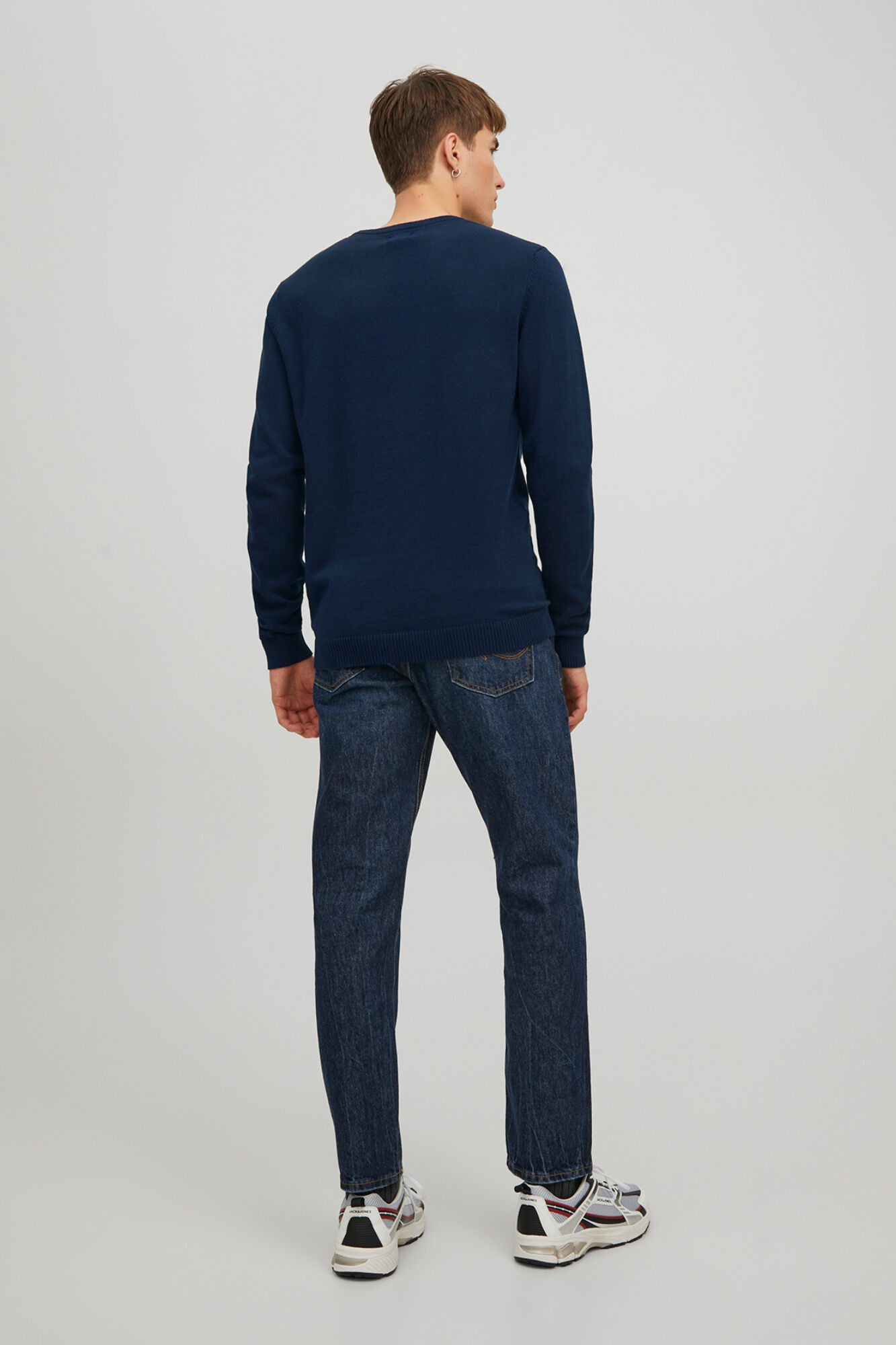 Jack & Jones Su&eacute;ter de algod&oacute;n cuello redondo marino