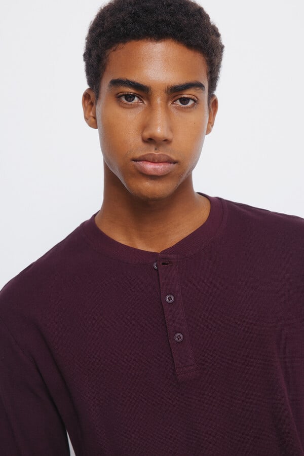 Springfield manga Cuello redondo con botones de playera naranja