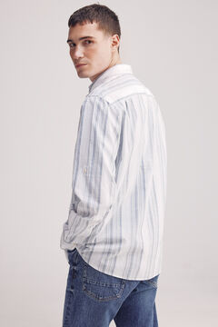 Springfield Camisa rayas algodón slub azul