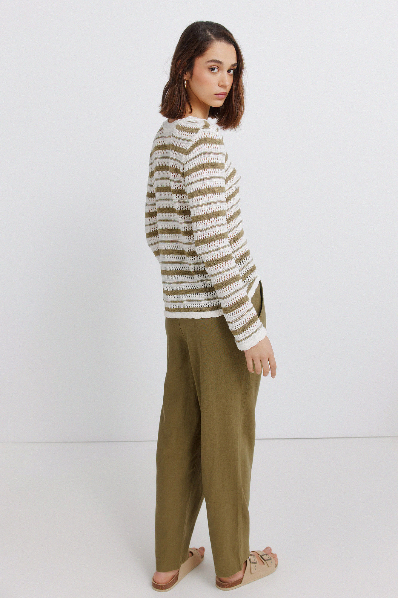 Springfield Pantalones de lino kaki