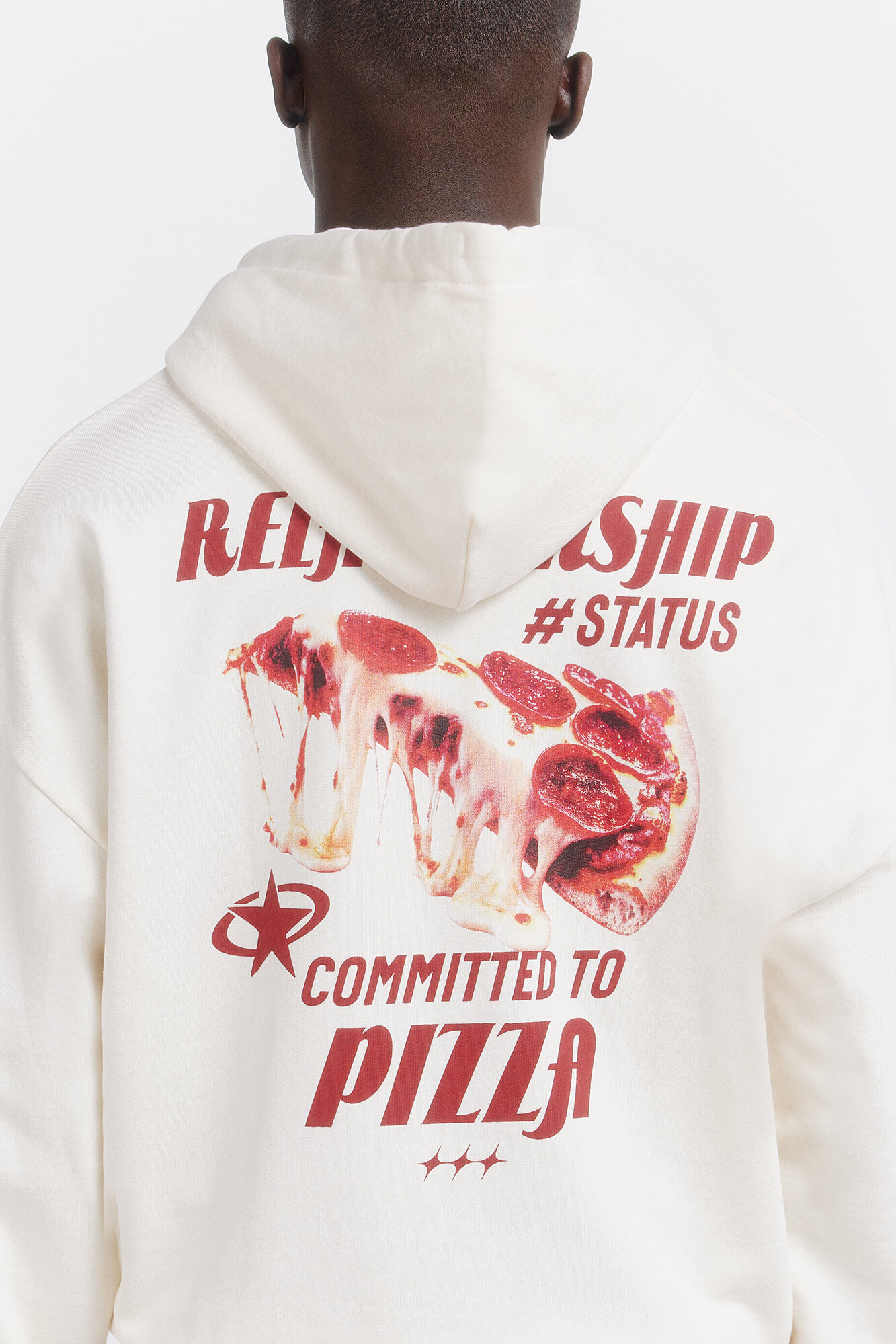 Springfield Sudadera con capucha estampado de pizza blanco