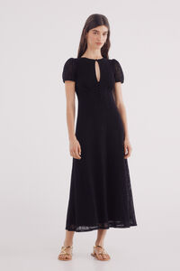 Springfield Vestido midi abertura escote negro