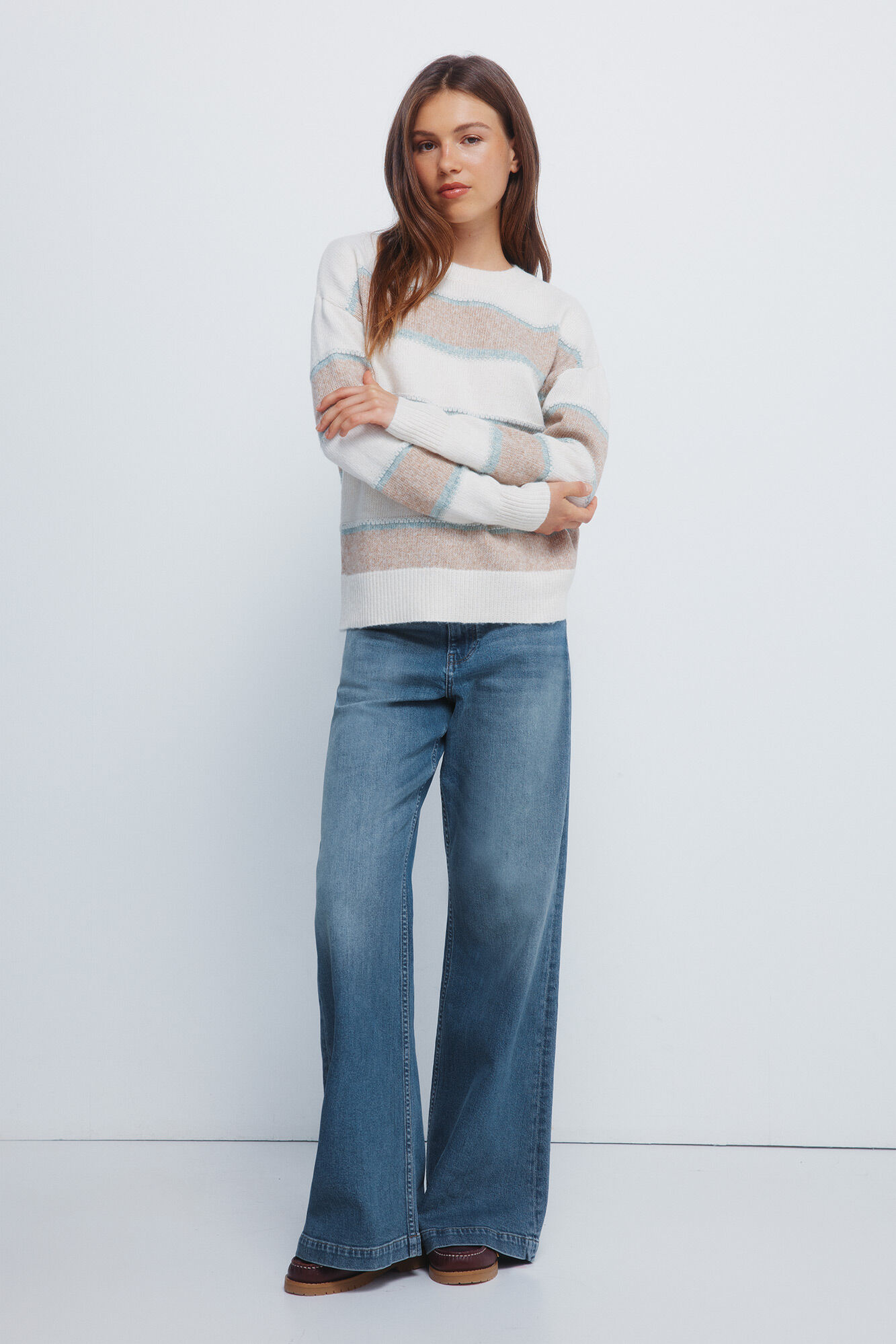 Springfield Jersey de rayas en jersey multicolor nude