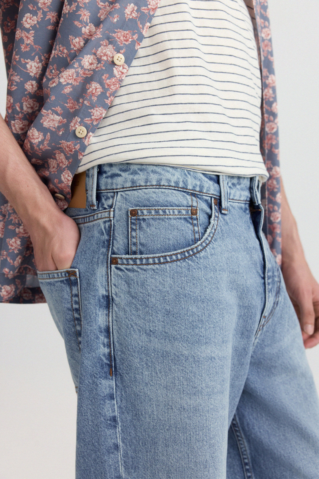 Springfield Jeans lavado medio claro wide leg azul