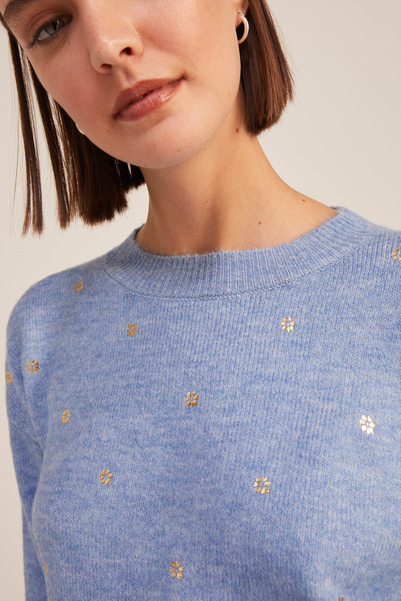 Springfield Su&eacute;ter Flores Metalizadas azul