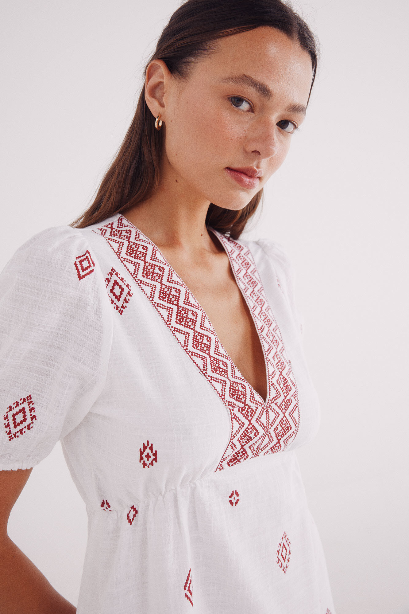 Springfield Blusa escote cenefa &eacute;tnica rojo