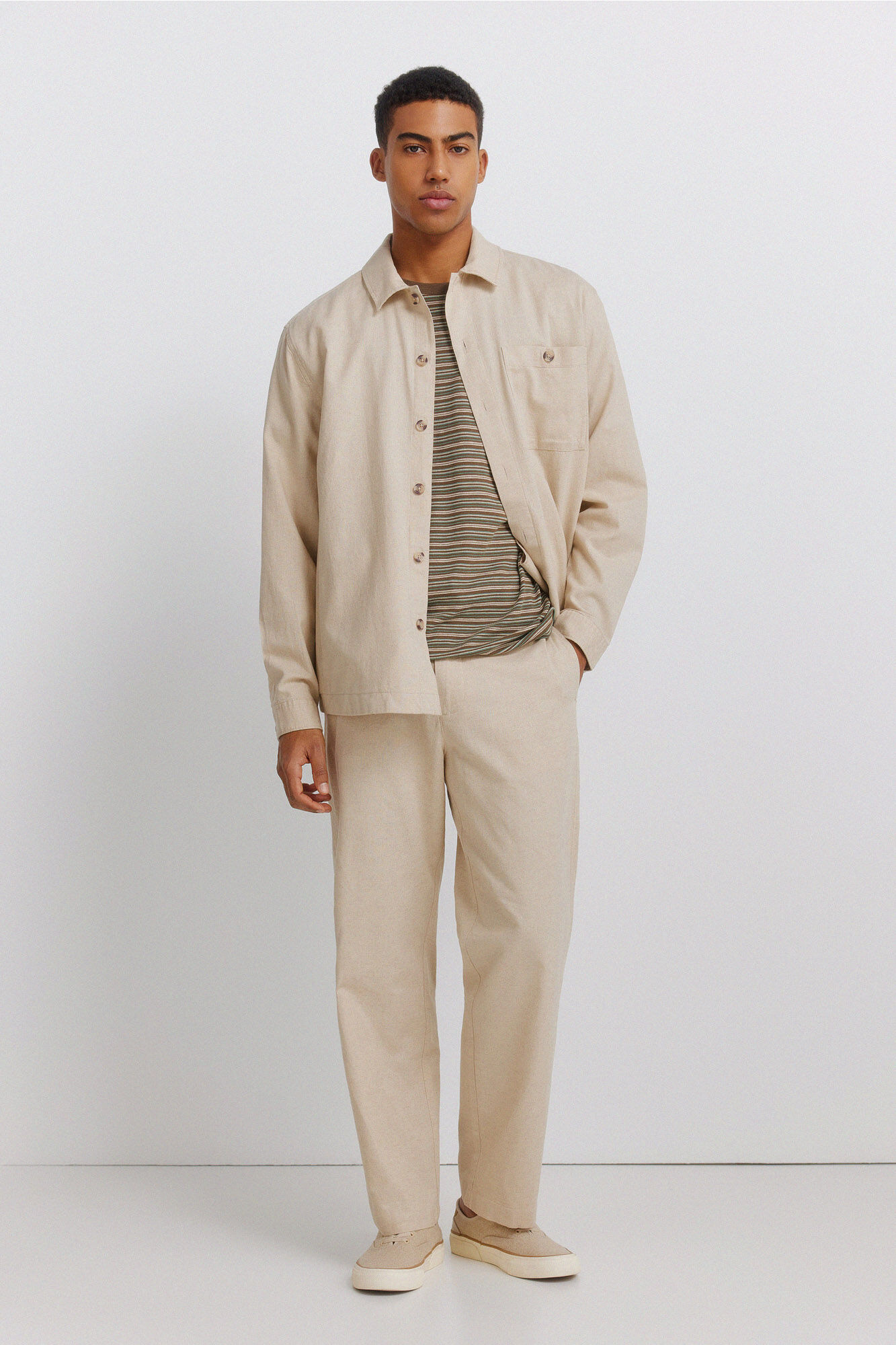 Springfield Playera con textura de rayas caf&eacute;