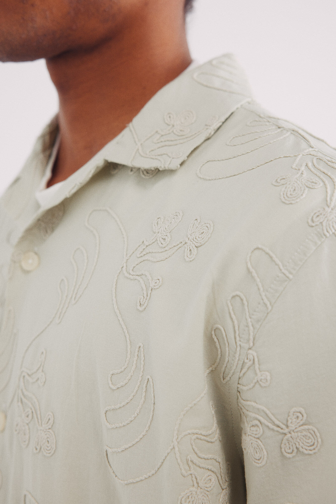 Springfield Camisa manga corta bordada a tono