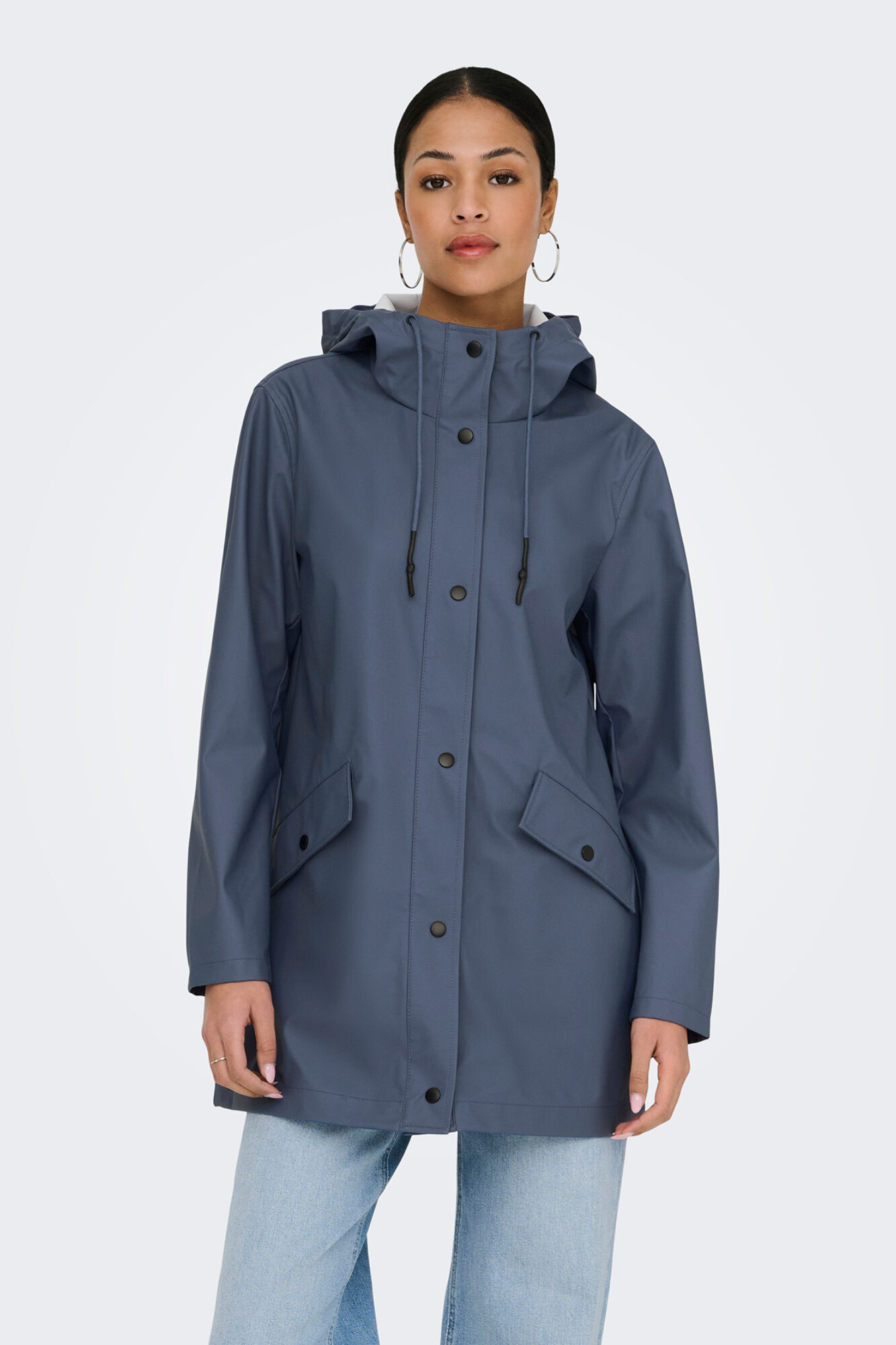 Only Impermeable con capucha marino