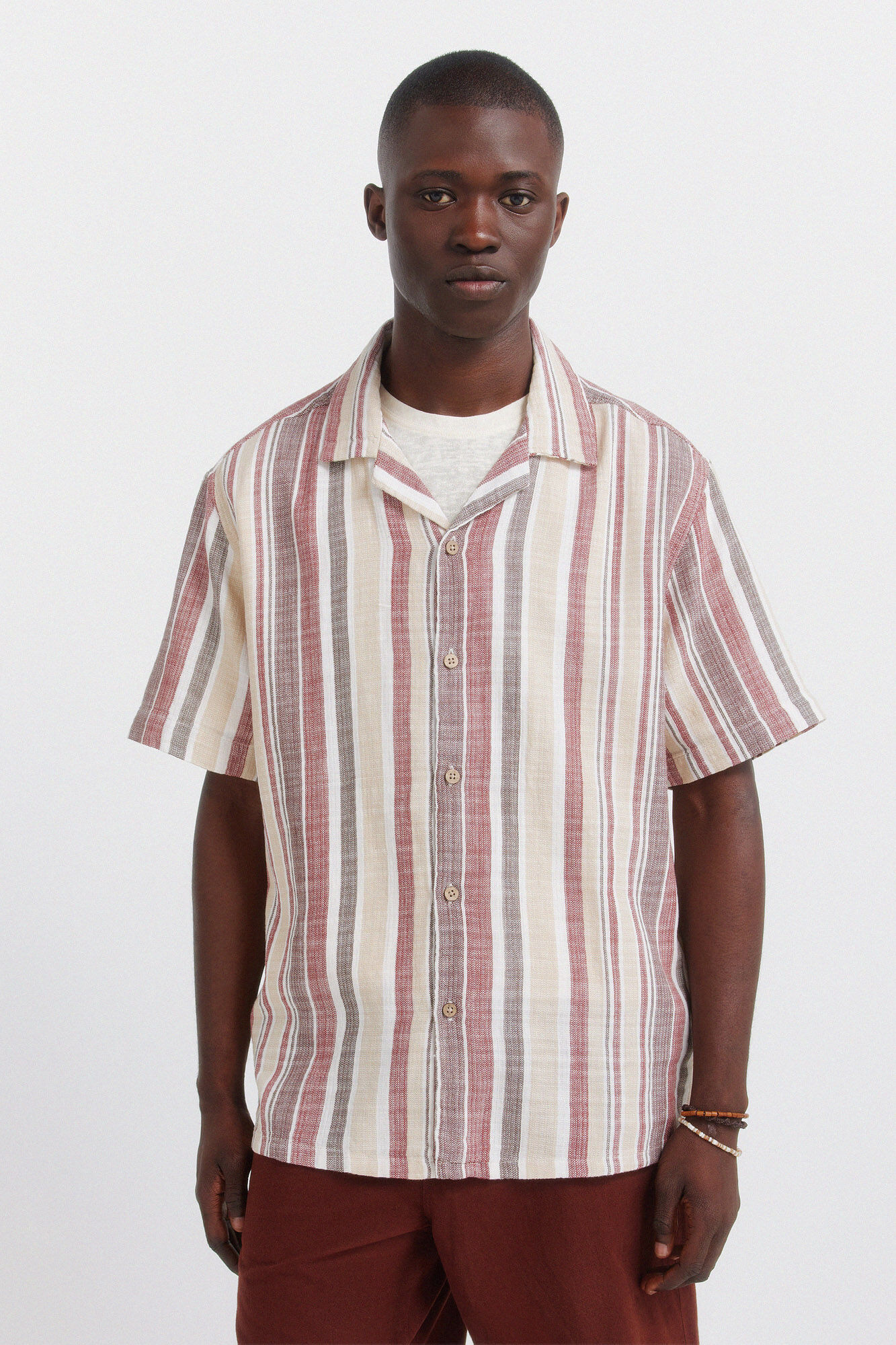Springfield Camisa de manga corta de rayas r&uacute;stica