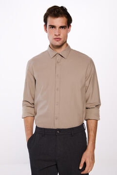 Springfield Camisa algodón cepillado café