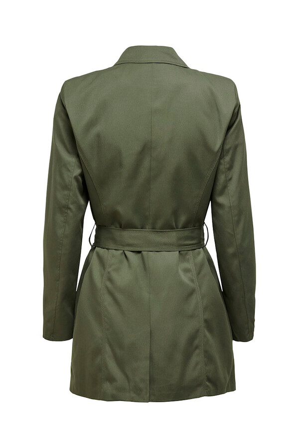 Only Gabardina midi con cinturón caza oscuro