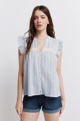 Springfield Blusa rom&aacute;ntica con pliegues turquesa