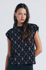 Springfield Playera estampada manga trabilla negro