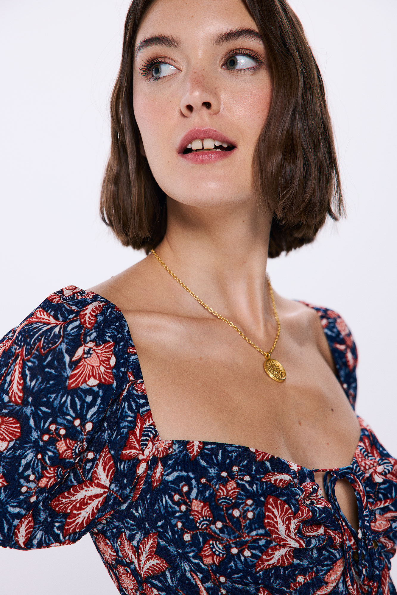 Springfield Vestido midi estampado picos azulado