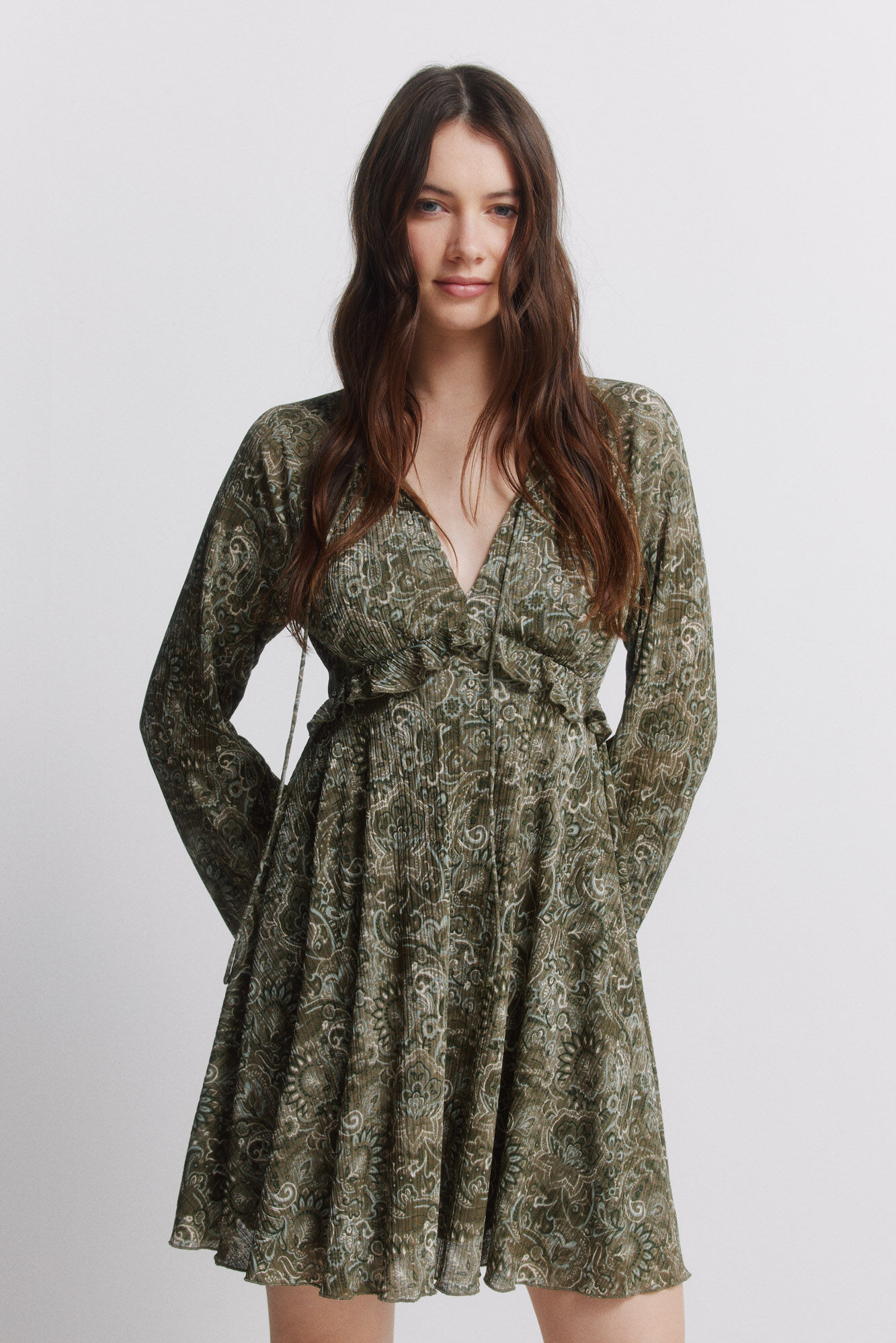 Springfield Vestido corto estampado verde khaki